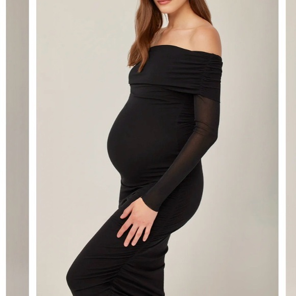 Bumpsuit Mesh Maternity Off Shoulder Maxi Dress Like New - Picture 5 of 16